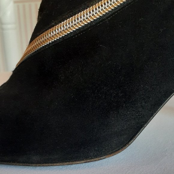 St. John Black Ankle Boots with Gold Accent - Picture 11 of 15